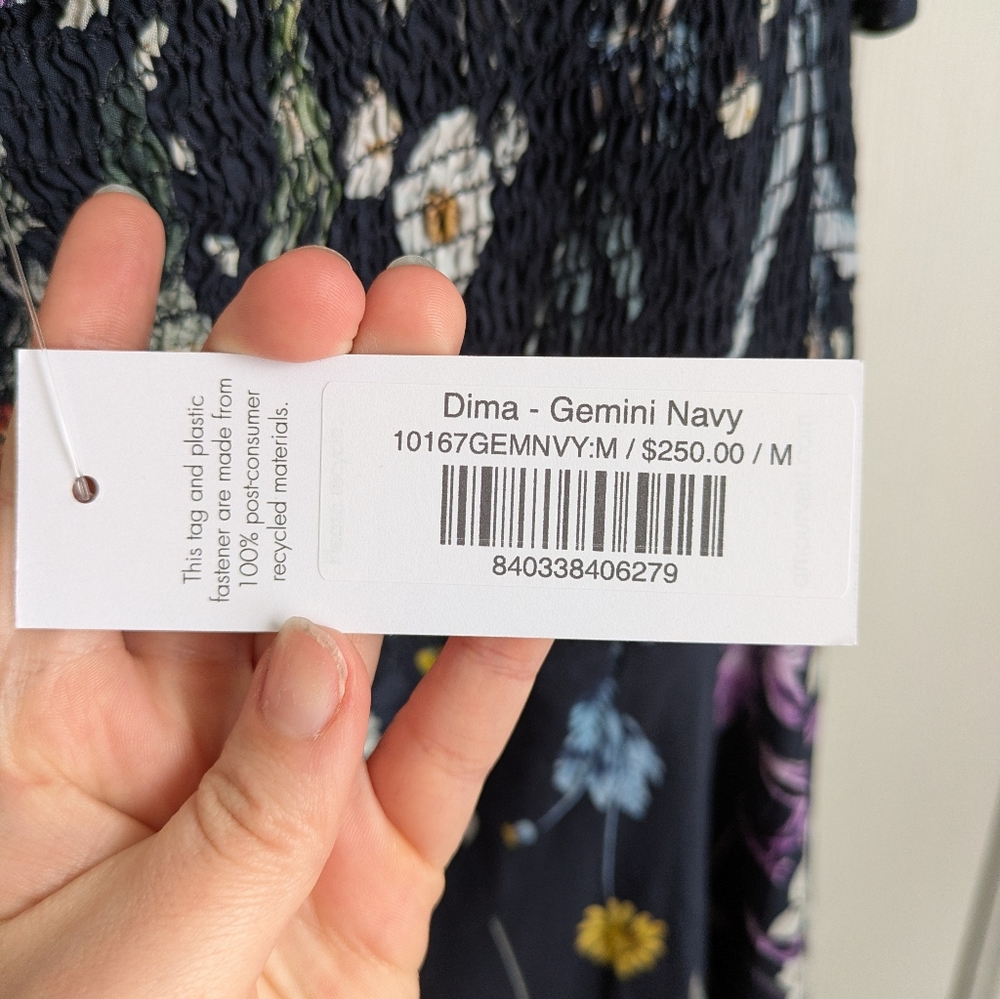 Amour Vert Dina Gemini Viscose Floral Navy Midi Dress - Picture 6 of 13